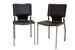Dark Brown Leather Dining Chair with Chrome Frame Set of Two